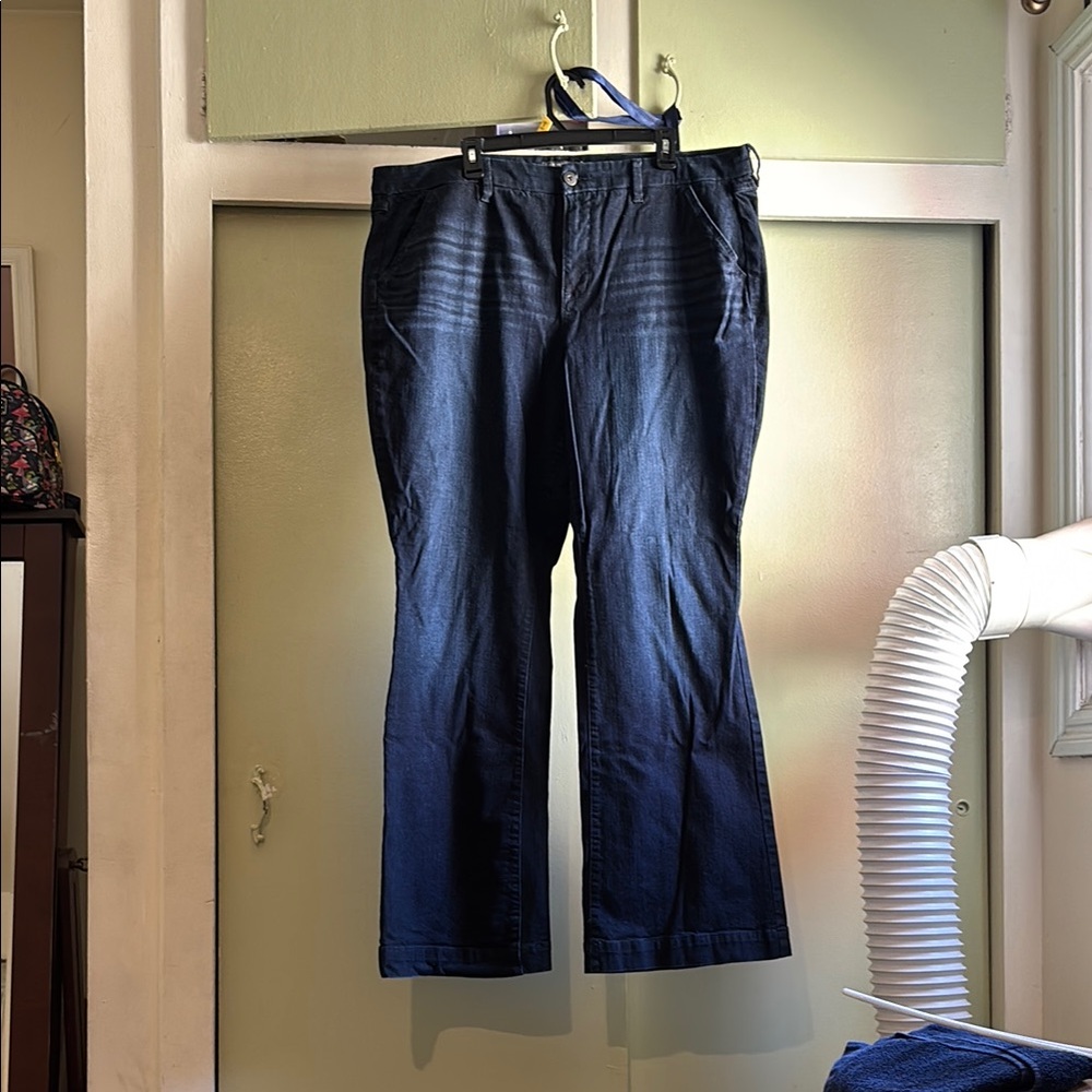 Dark Blue Denim Flare Pants